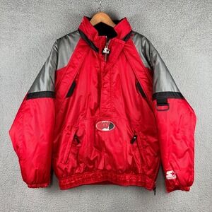 VTG Starter Wisconsin Badgers Pullover Jacket 1/2 Zip Insulated Red Mens Large